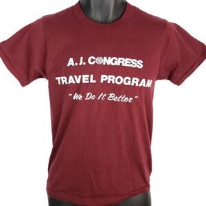 AJ Congress Travel Program T Shirt Vintage 80s American Jewish 50/50 Made In USA